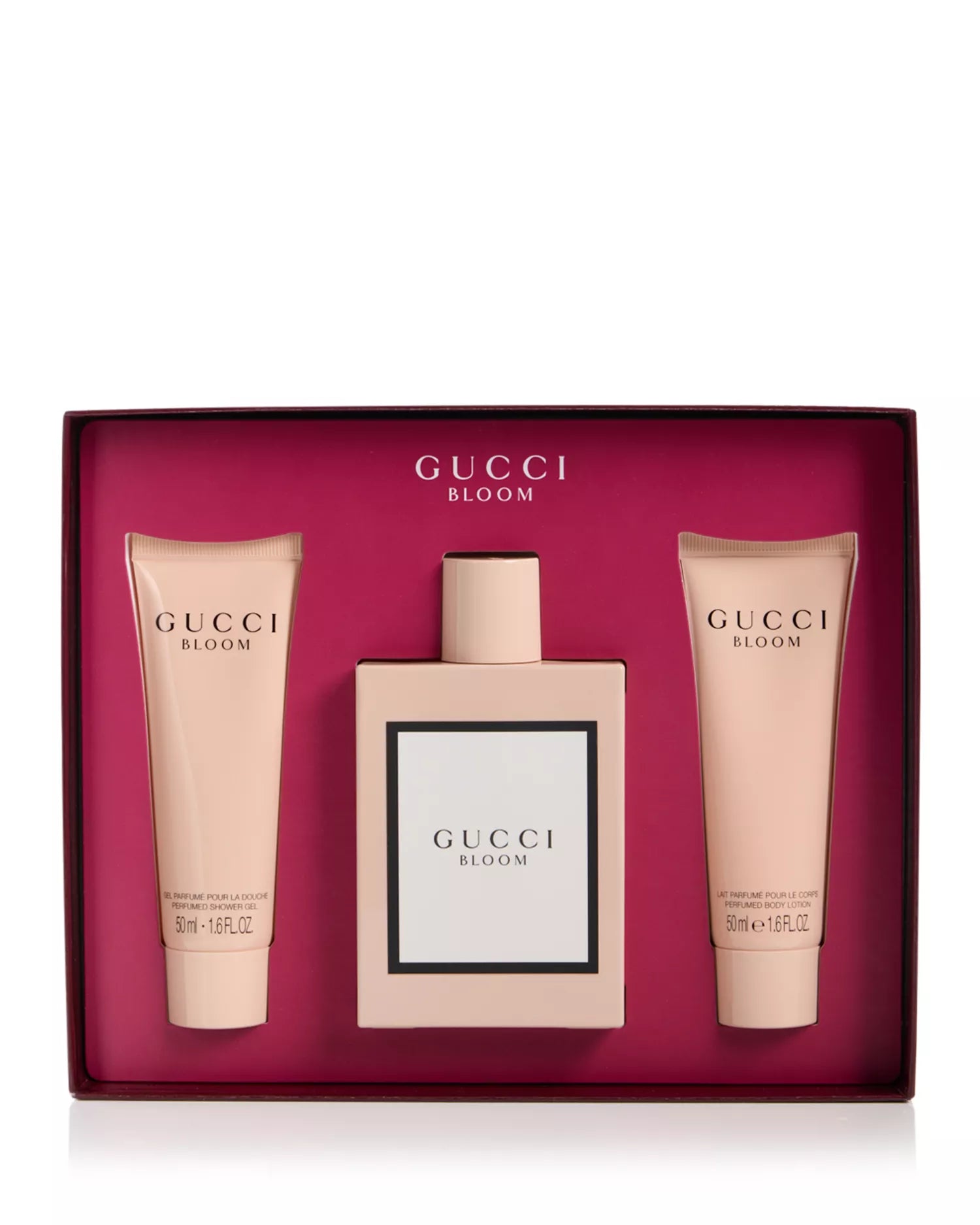 Bloom Eau de Parfum for Women, Body Lotion and Shower Gel Trio Gift Set